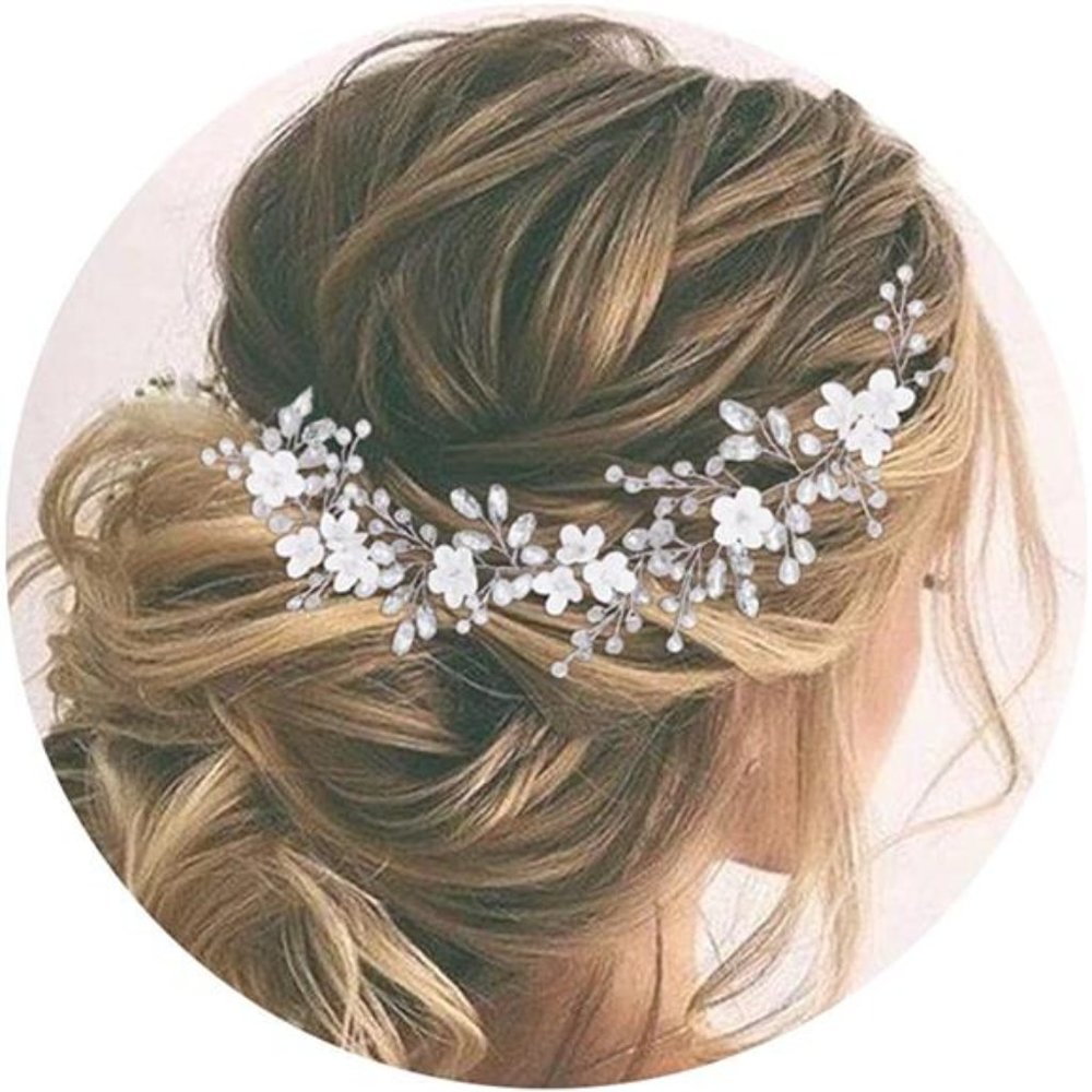 Silver Crystal Flower Wedding Headpiece